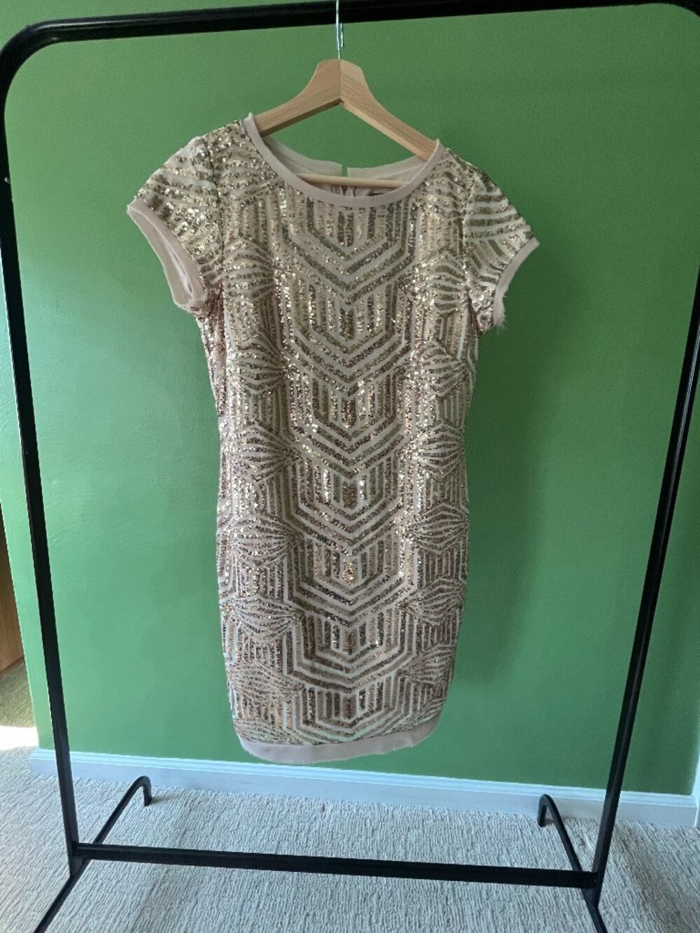 Vince Camuto Gold Sequined Sheath Dress